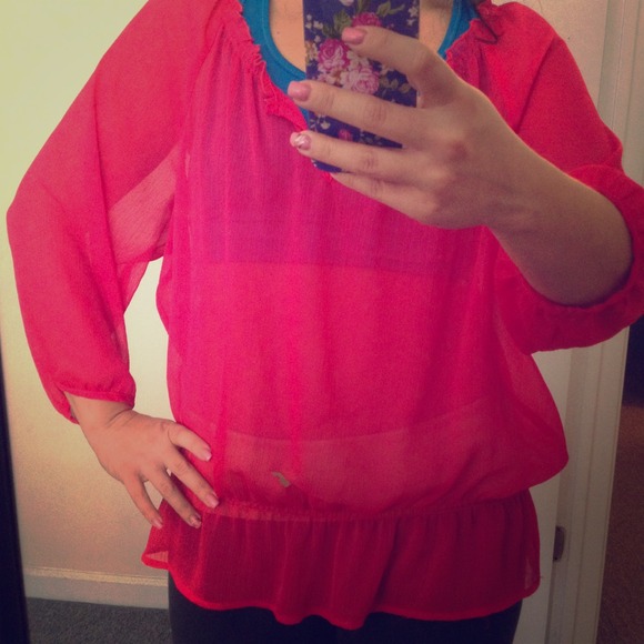 Old Navy Tops - Red Old Navy Casual See Through Top Blouse