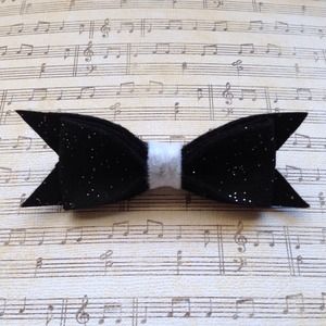 Black Glitter & White Bow