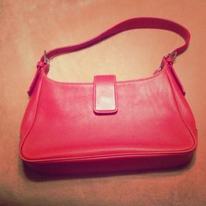 Coach leather small red shoulder wristlet