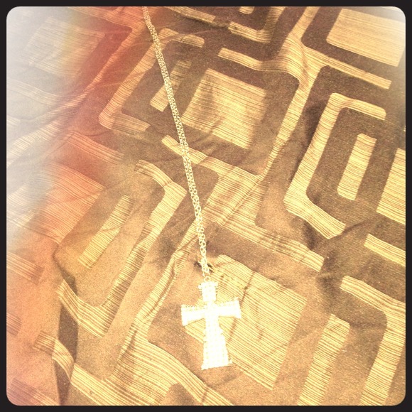 Vintage silver chain necklace with cross - Picture 1 of 1