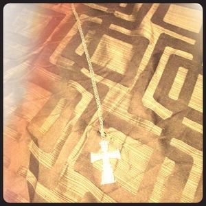Vintage silver chain necklace with cross