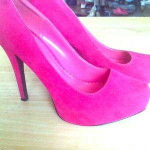 Hot pink suede heels