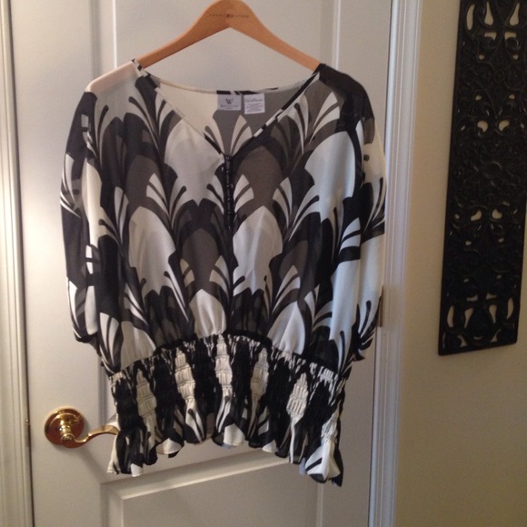 Sheer Blouse with wide band elastic waist