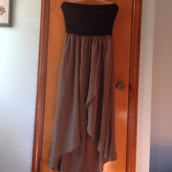Black and Tan chiffon strapless dress