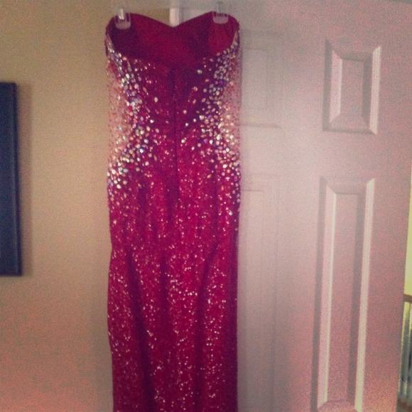 Ruby Red Sequined Prom Dress