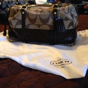 Chocolate & tan signature stripe satchel