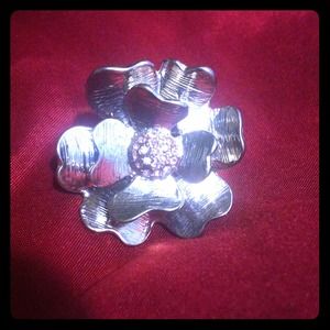 Silver Stretch Flower Ring
