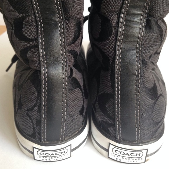 Coach Shoes - Coach SignaturePrint High Top Fur Sneakers Coach Shoes - Coach SignaturePrint High Top Fur Sneakers