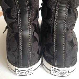 Coach Shoes - Coach SignaturePrint High Top Fur Sneakers Coach Shoes - Coach SignaturePrint High Top Fur Sneakers