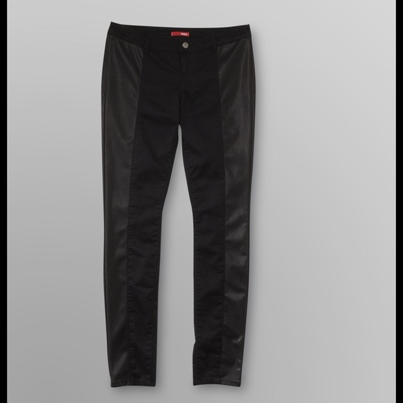 Denim - Black Leather side jeans