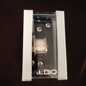 Aldo black leather bracelet watch
