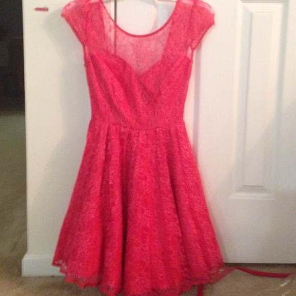 Pink lace low back dress brand new