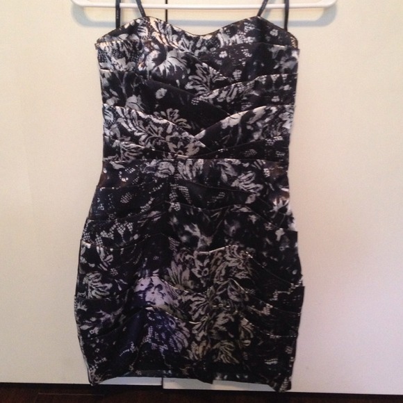 Black and white fitted party dress