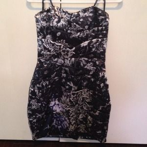 Black and white fitted party dress