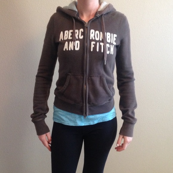 Abercrombie & Fitch Sweaters - Brown Abercrombie and Fitch Hoodie