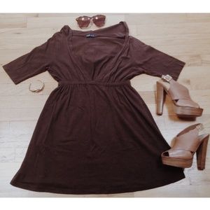 Brown Hooded 3/4 Sleeved Tunic