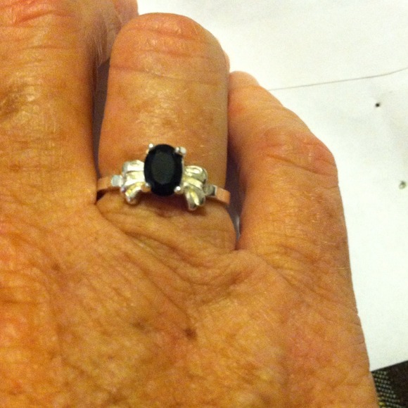 Black onix silver ring