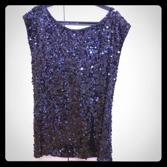 Alice and Olivia dark blue sequin mini dress - Picture 1 of 2