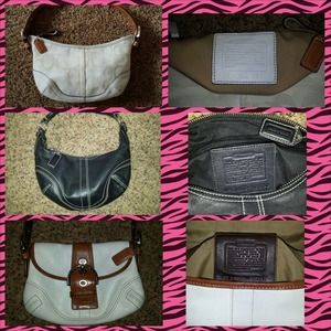Three authentic leather Coach purses