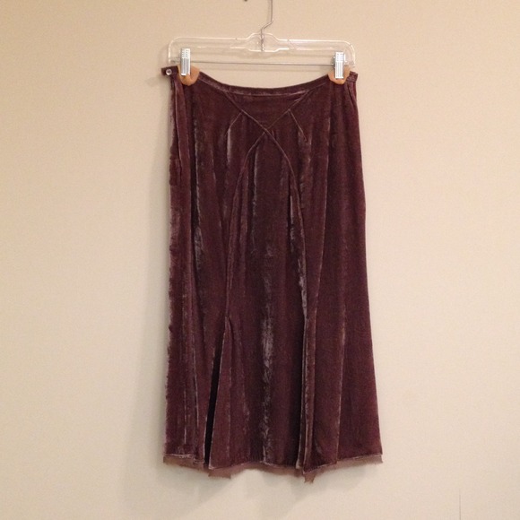 Brown Velvet 3/4-length Skirt