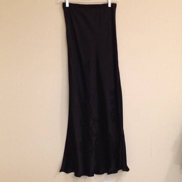 Black Silk Skirt w/ Burnout Chinese Characters