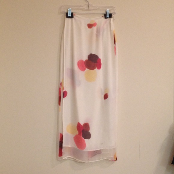 White Silk Hand-Painted Wrap Skirt