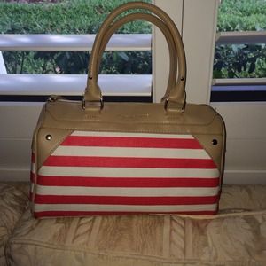 Pink and white stripped Victoria secret tote!