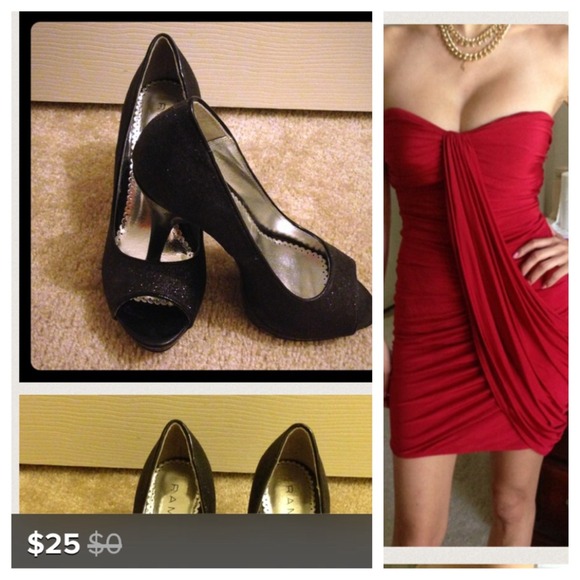 Bundle bebe dress & black sparkly heels