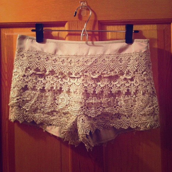 SOLD Champagne Lace Shorts