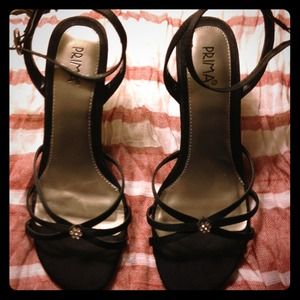 Satiny Black Strappy Sandals