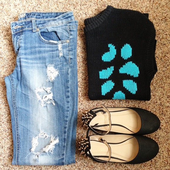 Distressed Machine Jeans