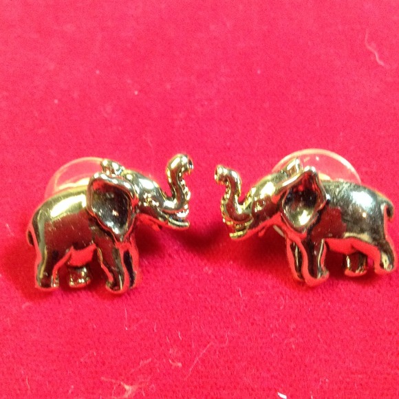 ALABAMA FANS Elephant Pierced Earrings gold tone. - Picture 4 of 4