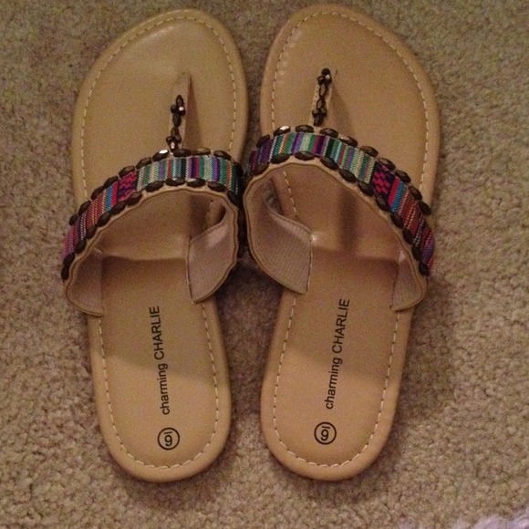 Shoes - NWOT multicolored flip flops!!