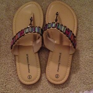 NWOT multicolored flip flops!!