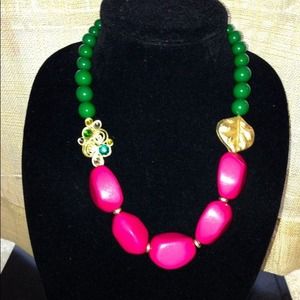 Green and Pink Statement Necklace