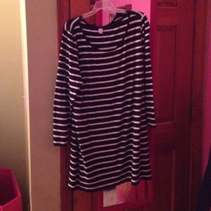 Black and white striped sweater dress
