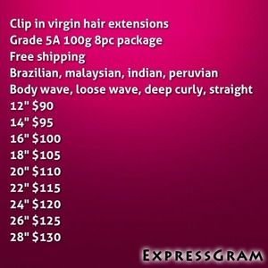 Virgin hair clip in packages
