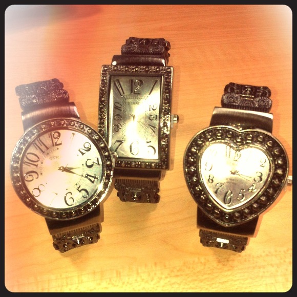 Jewelry - 435. Brushed stainless steel cuff watches