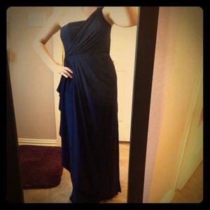 Sophisticated navy one shoulder gown