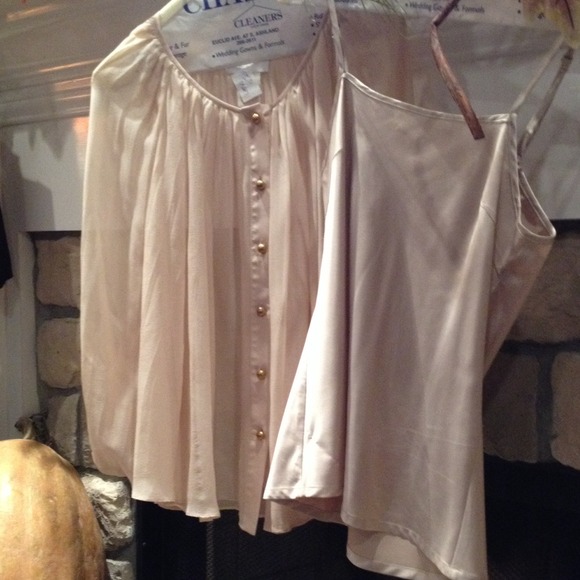 MM Couture Nude tunic top with silk shell