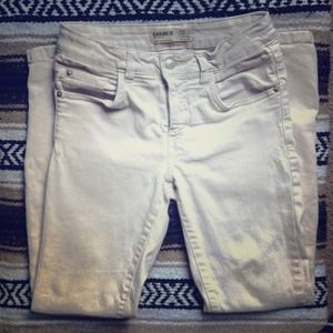 Cream color cotton on jeans