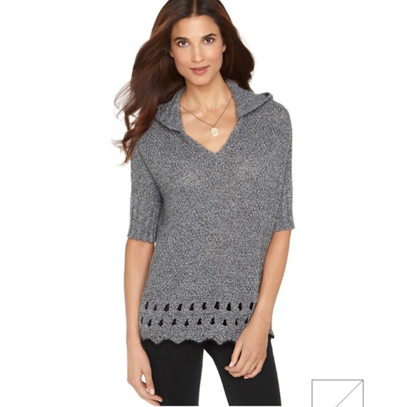 ONE A Sweaters - ✂️SALE✂️Short sleeve hooded marled sweater