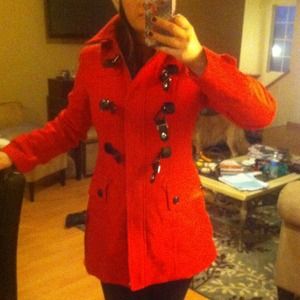 Bright red guess coat from nordstrom. Worn once.