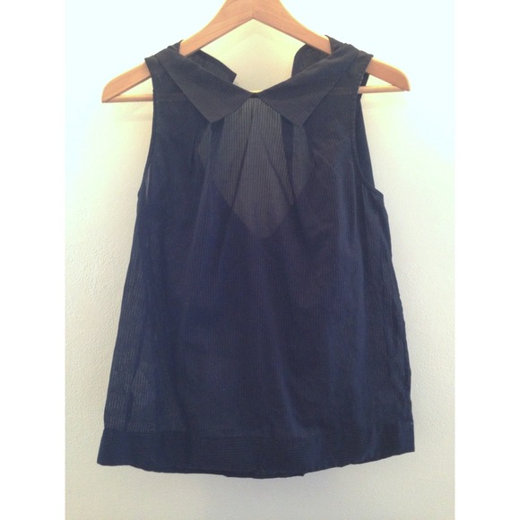 BCBG Sheer Blue Top w/ Ruffled Back - Picture 2 of 2
