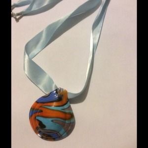 Hand blown glass charm necklace