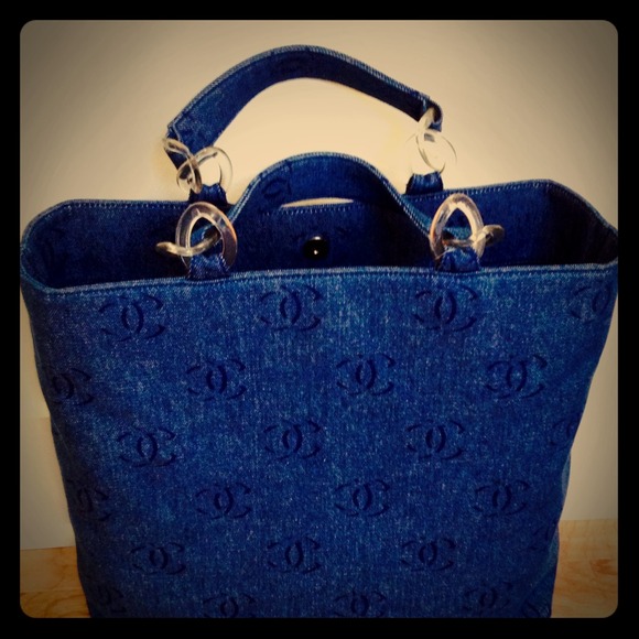 SOLD Chanel AUTHENTIC VTG Denim Bag Tote Travel