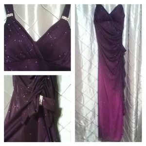 Ombré purple shimmer glitter prom dress