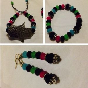 Phatima hand bracelet & earings handmade