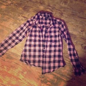 Pink and black  Flannel or plaid top