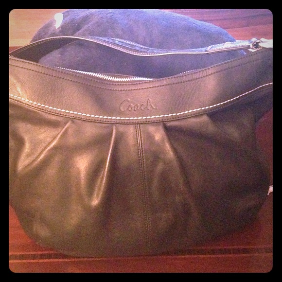 black leather coach bag